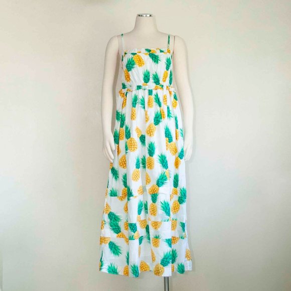 NWT J. Crew Pineapple Square Neck Ruffle Maxi Dress size 8 - Picture 3 of 10